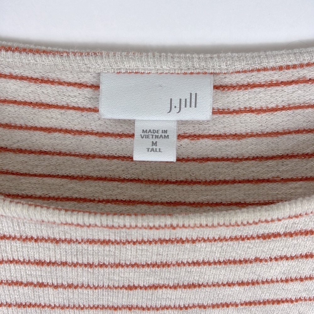 J. Jill Woman’s Sweater Knit Pullover Long Sleeve Tan And Orange Stripe … - Picture 7 of 10